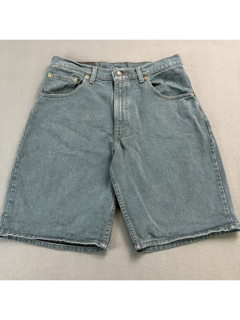 Vintage 90s Levi’s 560 Denim Jean Shorts Size 34 Dark Wash Turquoise (33.5x10 in